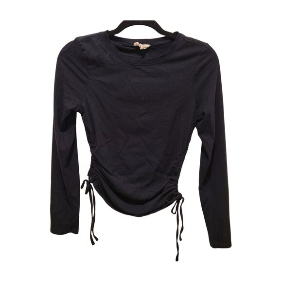 OPEN EDIT Ruched lace up cutout side crewneck long sleeve top m medium - Picture 2 of 5